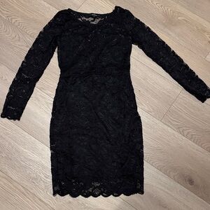 Ambiance Black Long Sleeve Lace Dress